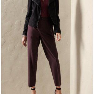 BANANA REPUBLIC PETITES AIRSTRETCH HIGH RISE TAPERED PANTS WOMENS LP RAISIN